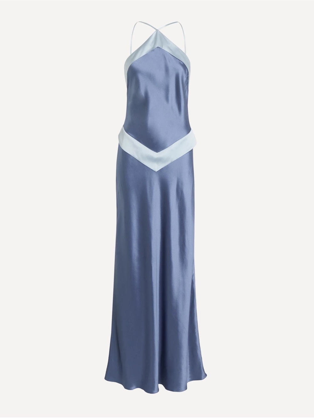 NWT Reformation Jillian Silk Halter Slip Maxi Dress Gown Cornflower Blue